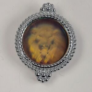 Lenticular Lion Bolo Tie Slide Mens Silver Tone Western Adjustable Jewelry